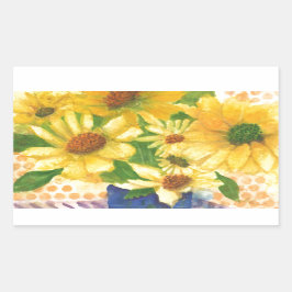 gele maissoorten in blauwe vaas rechthoekige sticker