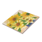 gele maissoorten in blauwe vaas tegeltje (Zijkant)