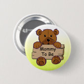 Gele mammie om teddybeer Baby shower te zijn Ronde Button 5,7 Cm (Voorkant /achterkant)
