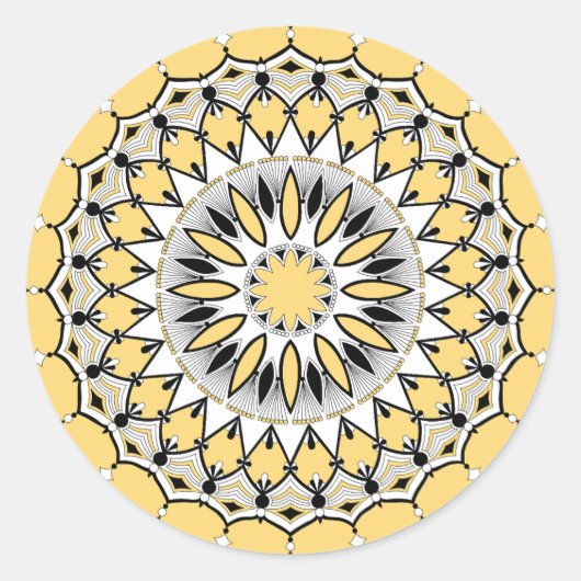 Gele Mandala (Design 1) Stickers (Voorkant)