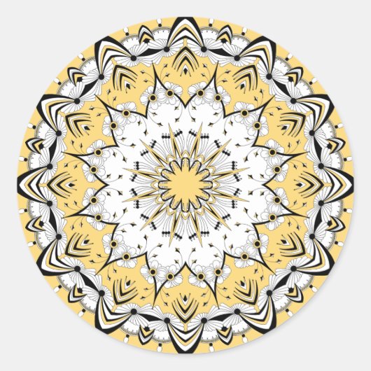 Gele Mandala (Design 3) Stickers (Voorkant)