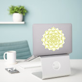 Gele Mandala Flower Custom-Cut Vinyl Sticker (Laptop op bureau)