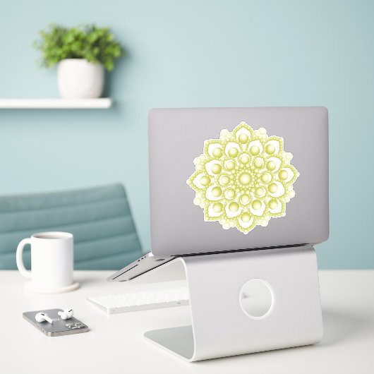 Gele Mandala Flower Custom-Cut Vinyl Sticker (Laptop op bureau)