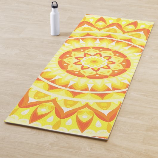 Gele Mandala Gecentreerd Zonneschijn Design Boho Yogamat (In situ)