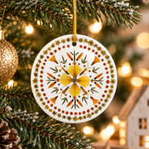Gele Mandala Geperste Bloem Van Originele Kunst