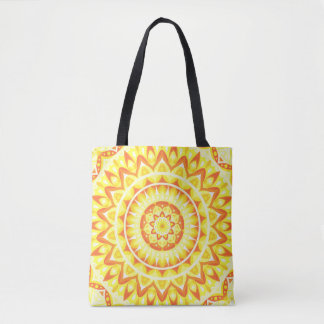 Gele Mandala Helder Boho Winkelen Levendig Gelukki Tote Bag