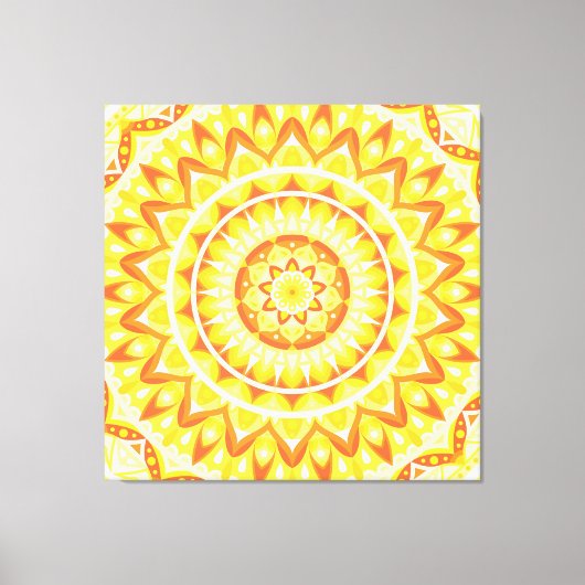 Gele Mandala Helder Zonlicht Boho Geometrisch Canvas Afdruk (Voorkant)