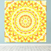 Gele Mandala Helder Zonlicht Boho Geometrisch Canvas Afdruk (Insitu (Houten vloer))