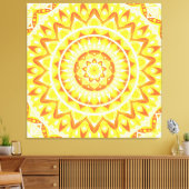 Gele Mandala Helder Zonlicht Boho Geometrisch Canvas Afdruk (Insitu (Woonkamer))