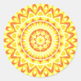 Gele Mandala Helder Zonlicht Boho Opgewekt Decal Ronde Sticker