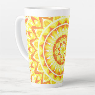 Gele Mandala Helder Zonlicht Boho Patroon Gelukkig Latte Mok