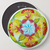 Gele Mandala Kunst Ronde Button 6,0 Cm (Voorkant /achterkant)