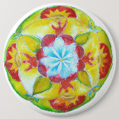 Gele Mandala Kunst Ronde Button 6,0 Cm (Voorkant)