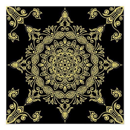 Gele mandala perfect poster (Voorkant)