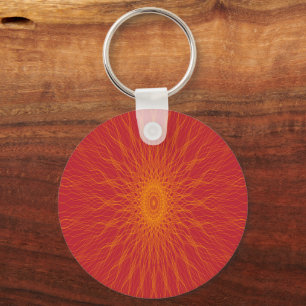 Gele mandalastralen rood sleutelhanger