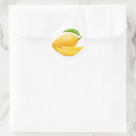 Gele mango knippen ronde sticker (Tas)