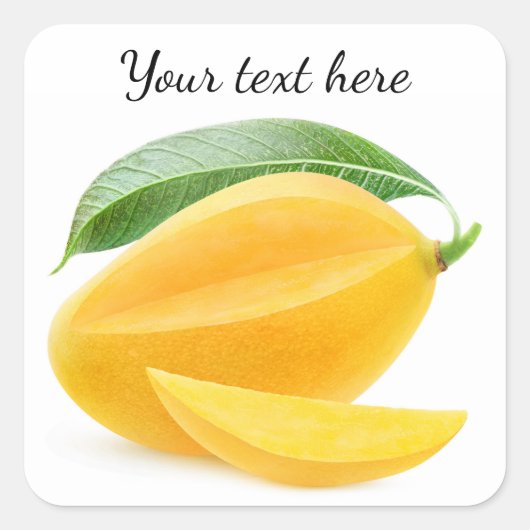 Gele mango knippen vierkante sticker (Voorkant)