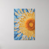 Gele margriet met blauwe achtergrond getextureerd canvas afdruk (Voorkant)