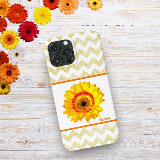 Gele margriet met Chevron-patroon Case-Mate iPhone Case