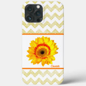 Gele margriet met Chevron-patroon Case-Mate iPhone Case (Achterkant)