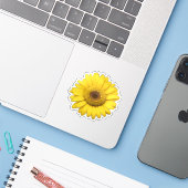 Gele Margrietblaadjes Sticker (Laptop met iPhone)