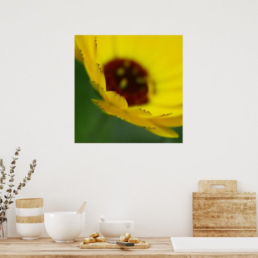 Gele mariglod Flower Petals Macro Abstract Poster (Keuken)