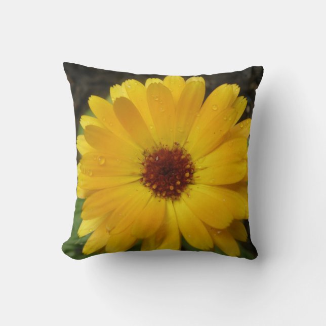 Gele marigold Macro Pillow Kussen (Voorkant)