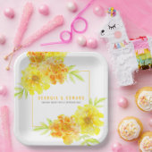Gele marigold waterverf papieren bordje (Feest)