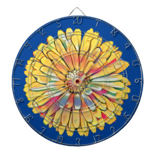 Gele marigolfbloem dartbord