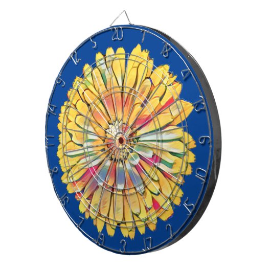 Gele marigolfbloem dartbord (Voorkant Rechts)