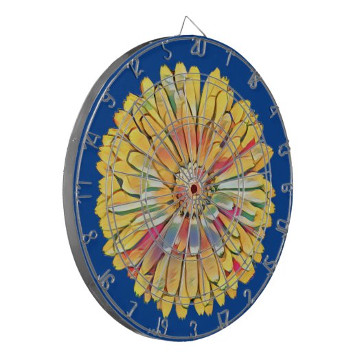 Gele marigolfbloem dartbord (Voorkant Links)