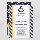 Gele marine Anchor Nautical Wedding Invitations Kaart (Voorkant / Achterkant)