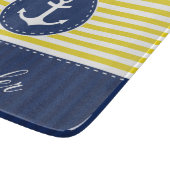 gele marine blauwe ankertekst snijplank (Hoek)