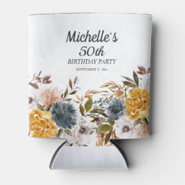 Gele Marine Blauwe Bloemen 50ste Verjaardag Blikjeskoeler