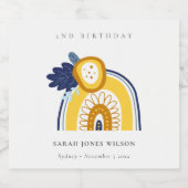 Gele marine Boho Floral regenboog elke zondag Bier Etiket (Enkel label)