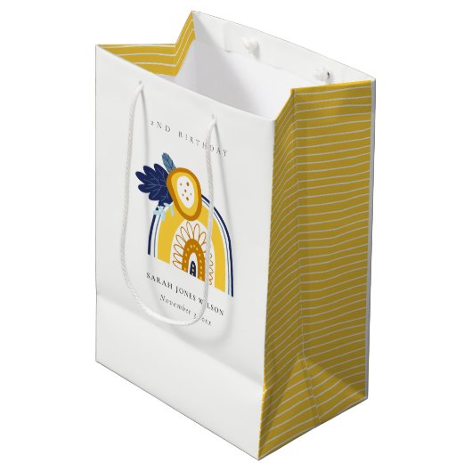 Gele marine Boho Floral regenboog elke zondag Medium Cadeauzakje (Voorkant Gekanteld)