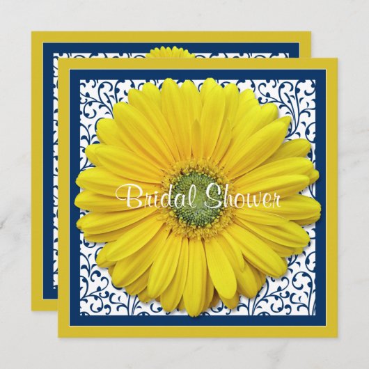 Gele marine Gerbera Daisy Bridal Shower Kaart (Voorkant / Achterkant)