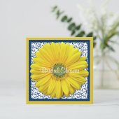 Gele marine Gerbera Daisy Bridal Shower Kaart (Staand voorkant)