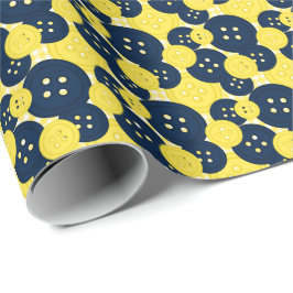Gele marine knopen geruite stof - ambacht- en naai cadeaupapier