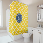Gele marine Quatrefoil Monogram Shower Curtain Douchegordijn (In situ)