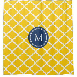 Gele marine Quatrefoil Monogram Shower Curtain Douchegordijn