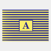 Gele marineblauw Nautical Monogram Kerstmis Inpakpapier Vel (Voorkant)