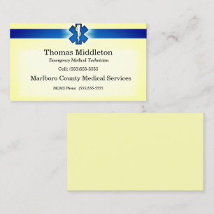 Gele marinester voor EMS / EMT Contact Kaart Visitekaartje