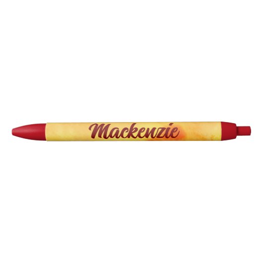 Gele marmeren abstract met naam in script zwarte inkt pen (Voorkant)