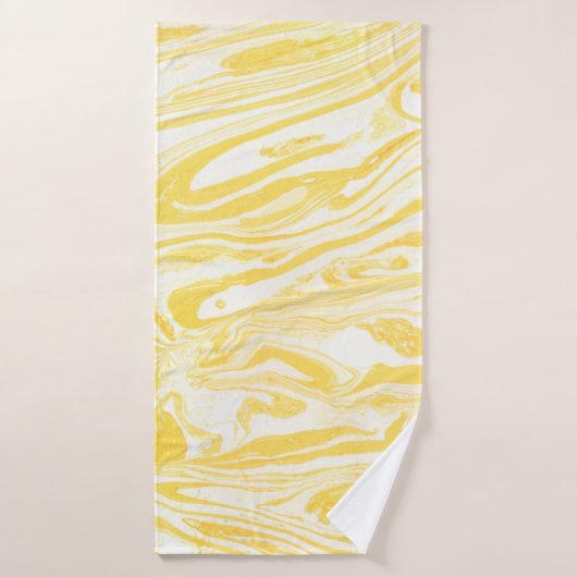Gele marmertextuur. Handtekening Badhanddoek (Badhanddoek)