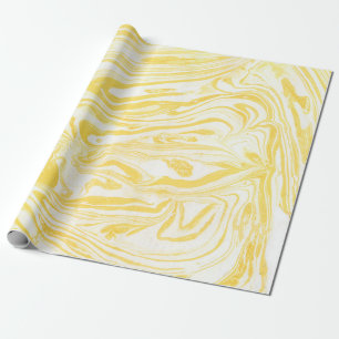 Gele marmertextuur. Handtekening Cadeaupapier
