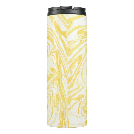 Gele marmertextuur. Handtekening Thermosbeker (Achterkant)