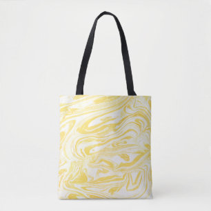 Gele marmertextuur. Handtekening Tote Bag