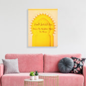Gele Marokkaanse Boog-Gerekte Canvas Print (Insitu (Woonkamer))