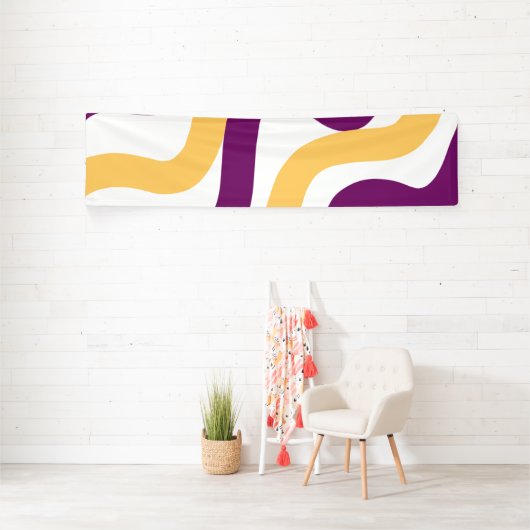 Gele marron roodgolvende lijnen golvend patroonont spandoek (Insitu)